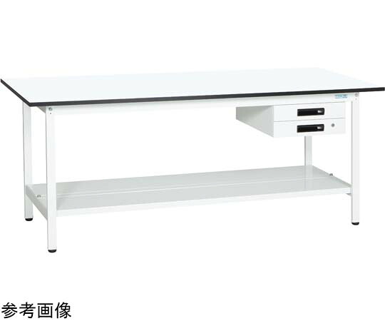サカエ 軽さ御役目台（KA印字機/耐荷重180kg/メラミン天板/中板付/引出付/くっ付ける式） W1200×D600×H740粍 KA-126BTMW 1台