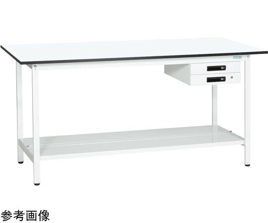 サカエ 軽量作業台（KADタイプ/耐荷重180kg/メラミン天板/中板付/引出付/固定式） W1800×D750×H900mm KAD-187BTMW 1台