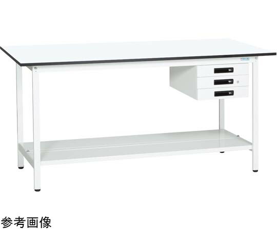 サカエ 軽さ御役目台（KAD印字機/耐荷重180kg/メラミン天板/中板付/引出付/くっ付ける式） W1800×D900×H900粍 KAD-189CTMW 1台