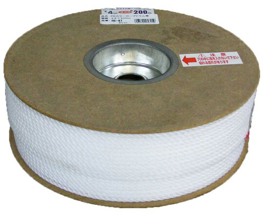 ユタカメイク PEカラーロープドラム ホワイト 4mm×200m RE-87 1巻