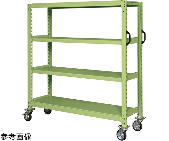サカエ 中量キャスターラックGKR型（ウレタン車・4輪自在） W1200×D600×H2000mm 5段 グリーン GKR-1345GUJ 1台