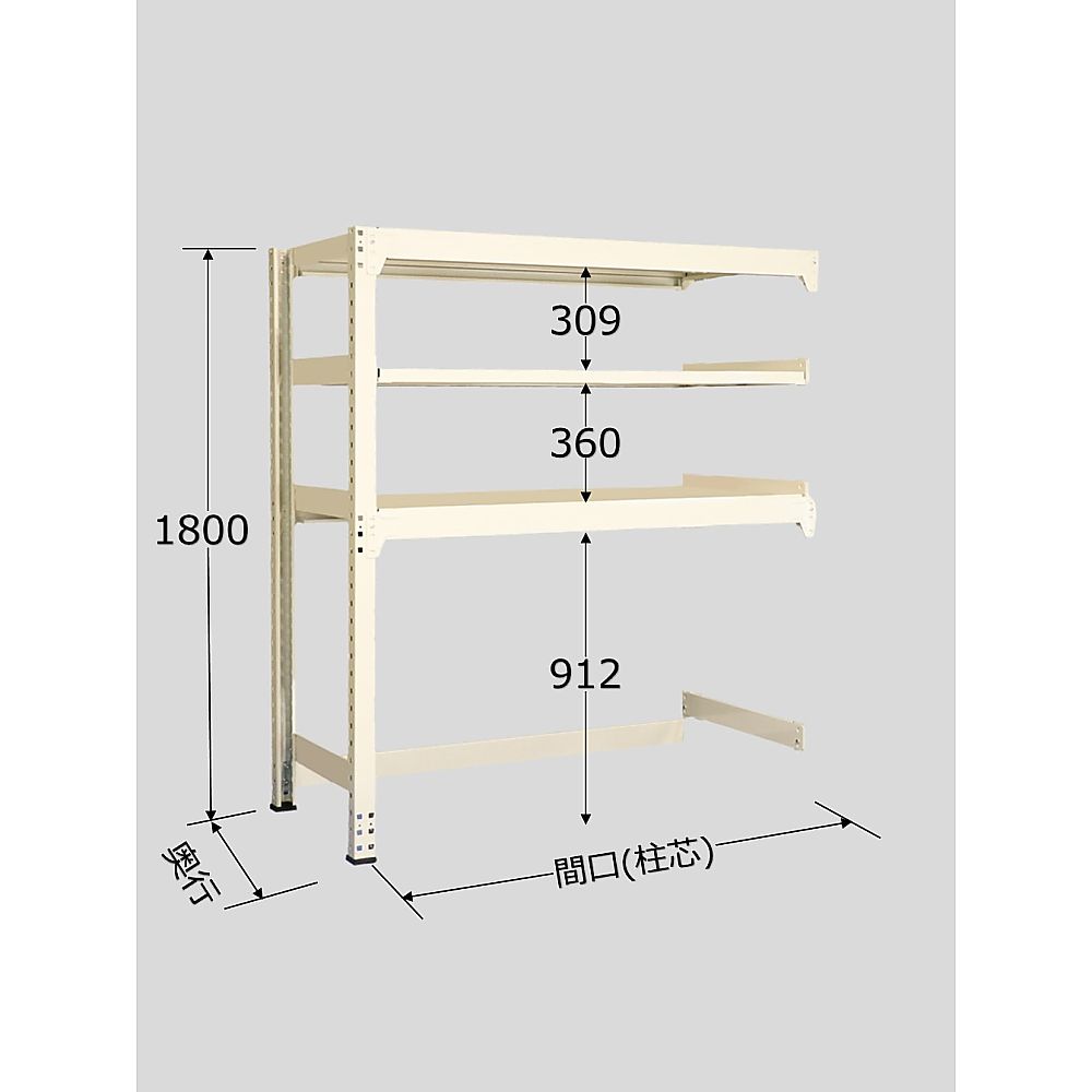 サカエ 中量ボトムフリーラック（300Kg/段・繋ぎ合わせる・3段印字機） 1200mm×600mm×1800粍 象牙色 BFW1812L03R 1台