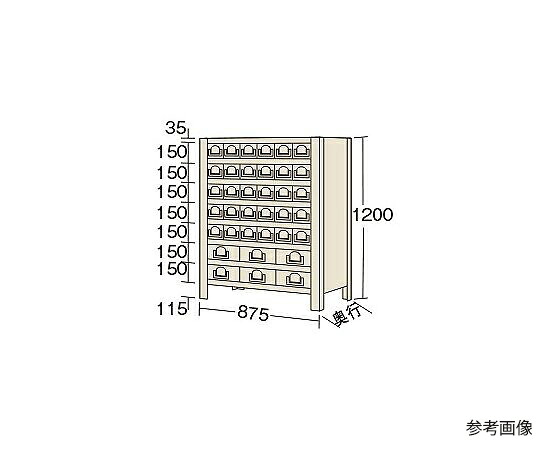 サカエ 物品棚KW型　100kg/段　高さ1200mm　8段タイプ　W875×D450×H1200mm KW8128-36 1個