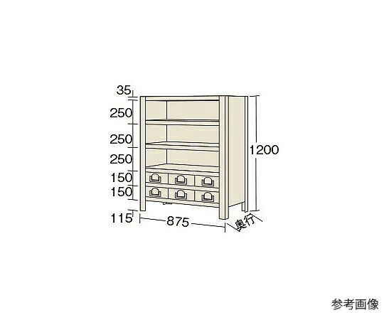 サカエ 商いもの棚KW型 100kg/段 高さ1200粍 6段手合い W875×D300×H1200粍 KW8116-6 1個