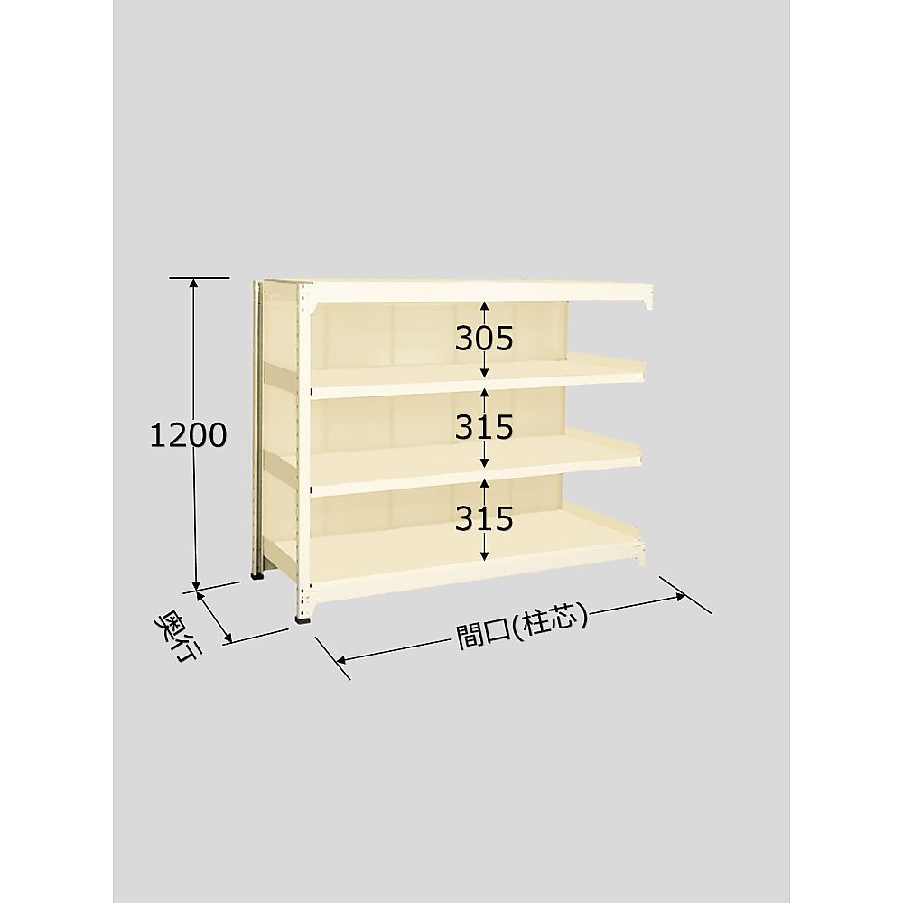 サカエ ラークラック　パネル付　150kg/段　連結　高さ1200mm　4段タイプ　W900×D450×H1200mm PRLW-8124R 1個