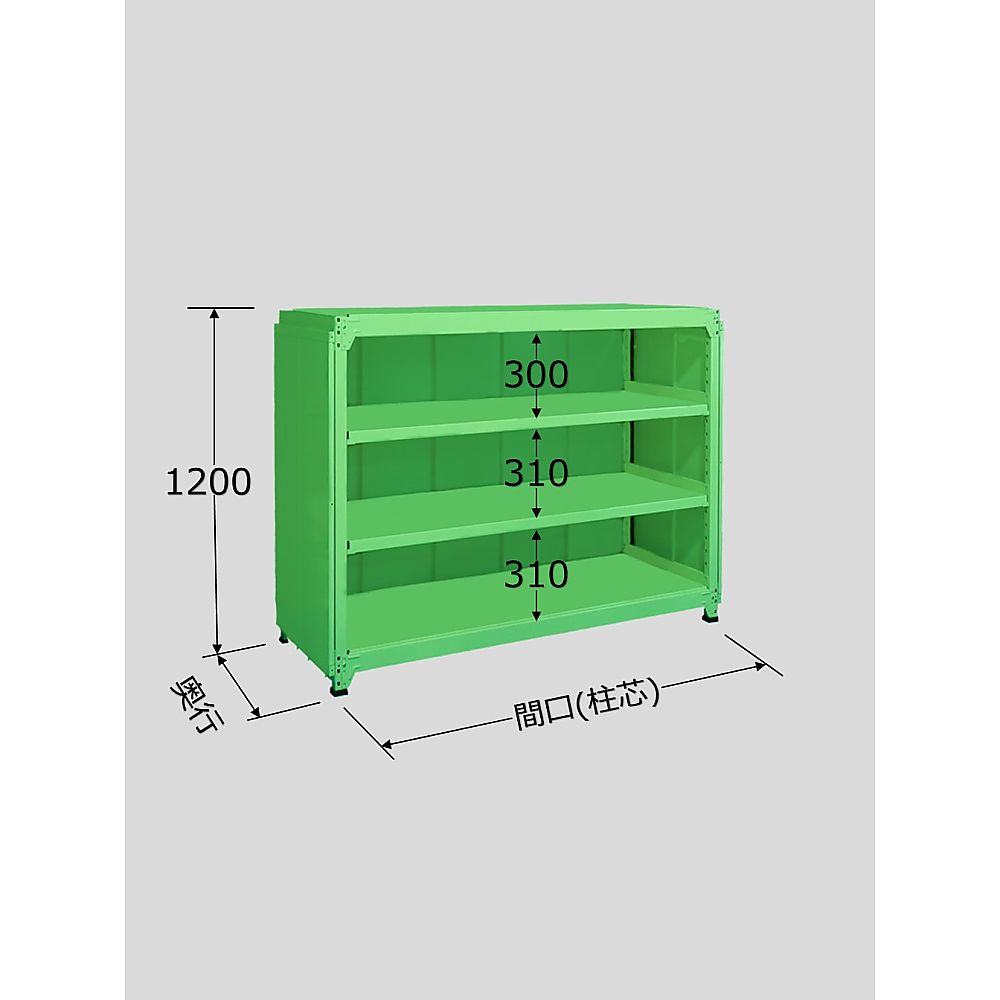 サカエ 中軽量棚PML型パネル付 250kg/段 単体 高さ1200mm 4段タイプ W1500×D600×H1200mm PMLG-8544 1個