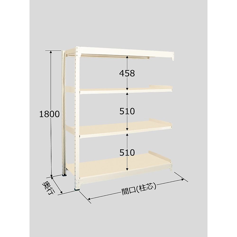 サカエ 中量棚BW型 500kg/段 繋ぎ合わせる 高さ1800粍 4段印字機 W1800×D900×H1800粍 BW-1764R 1個