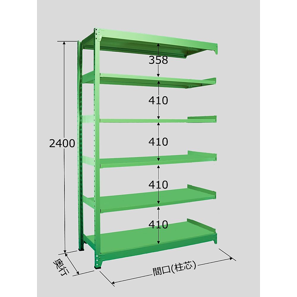 サカエ 中量棚B型 500kg/段 かかわり合い 高さ2400粍 6段手合い W900×D450×H2400粍 B-3126R 1個