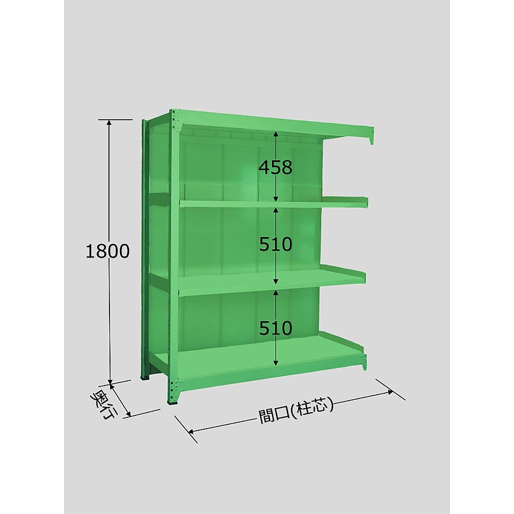 サカエ 中量棚PB型パネル付　500kg/段　連結　高さ1800mm　4段タイプ　W900×D450×H1800mm PBG-1124R 1個
