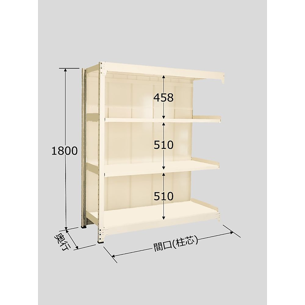 サカエ 中量棚PBW型パネル付 500kg/段 連結 高さ1800mm 4段タイプ W1800×D750×H1800mm PBW-1754R 1個