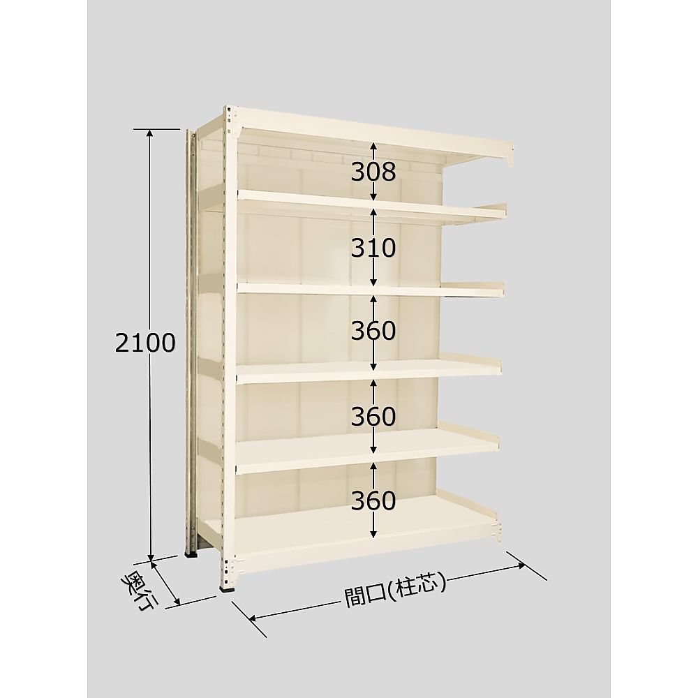 サカエ 中量棚PBW型パネル付 500kg/段 連結 高さ2100mm 6段タイプ W1800×D450×H2100mm PBW-2726R 1個