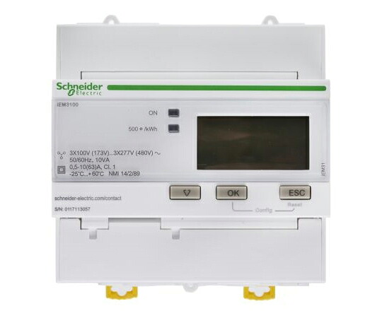シュナイダーエレクトリック 電力計 LCD 10桁 90 x 95 mm PM1000シリーズ A9MEM3100 1個