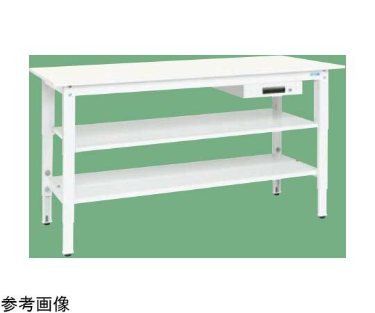 サカエ 軽さ高さ合わせるやり方台（TKK8/200kg/抗菌・抗濾過性病原体ポリ天板/H800～1000/中棚引出付）1200×750×800～1000粍 パール白いこと TKK8-127AVPWT2 1台
