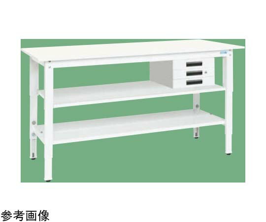 サカエ 軽量高さ調整作業台（TKK8/200kg/抗菌・抗ウイルスポリ天板/H800～1000/中棚引出付）900×750×800～1000mm パールホワイト TKK8-097CVPWT2 1台