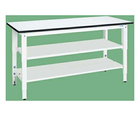 サカエ 軽量高さ調整作業台（TKK8/200kg/ポリ天板/H800～H1000/中板・中棚付）1800×750×800～1000mm パールホワイト TKK8-187T2LW 1台