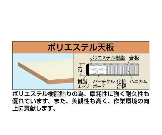 サカエ 軽量立作業台（KD/350kg/ポリエステル天板/H900/中板中棚付）1500×750×900mm アイボリー KD-59NT2I 1台
