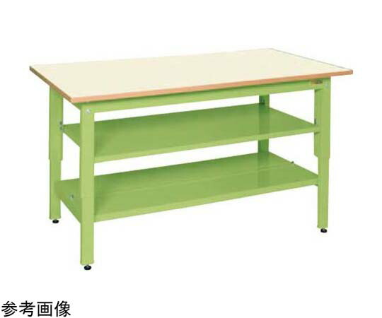 サカエ 軽量立作業台（KD/350kg/ポリエステル天板/H900/中板中棚付）1500×750×900mm グリーン KD-59NIGT2 1台