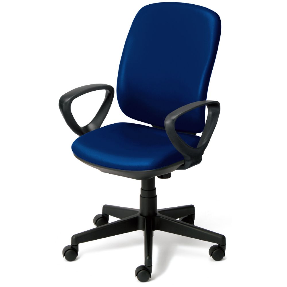 【大型直送商品】プラス プリセア ブラックシェル ビニルレザー張り ハイバック ループ肘 ブルー KB-K63NL BL 1台