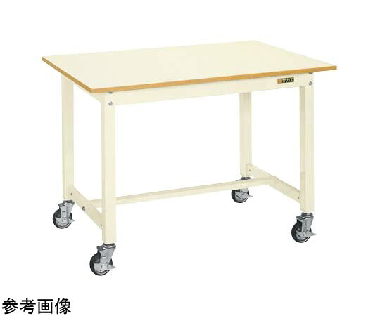 サカエ 中量御役目台（KT印字機 耐荷重300kg メラミン天板 H825 キャスター付）W900×D750×H825粍 象牙色 KT-393BI 1個
