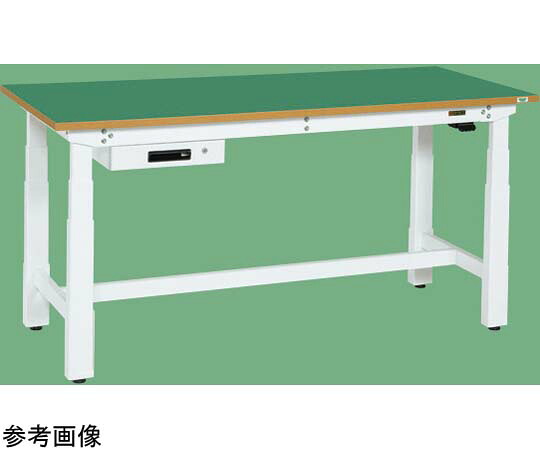 サカエ 電動昇降やり方台（掛け目手合い 250kg 切り換えるRoHS10相応うサカエリューム天板 H630～1280 引出付）W1800×D900×H630～1280粍 白いこと DKN-189AFEW 1個