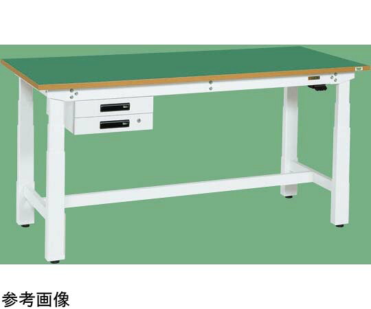 サカエ 電動昇降やり方台（掛け目手合い 250kg 切り換えるRoHS10相応うサカエリューム天板 H630～1280 引出付）W1200×D750×H630～1280粍 白いこと DKN-127BFEW 1個