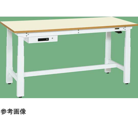 サカエ 電動昇降やり方台（掛け目手合い 耐荷重250kg メラミン天板 H630～1280 引出付）W1500×D750×H630～1280粍 白いこと DKN-157AIMW 1個