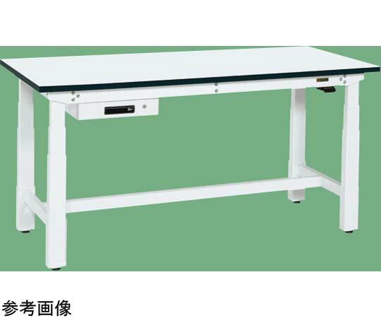 サカエ 電動昇降やり方台（掛け目手合い 耐荷重250kg メラミン天板 H630～1280 引出付）W1500×D750×H630～1280粍 白いこと DKN-157AMW 1個