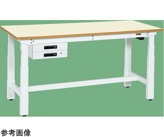 サカエ 電動昇降やり方台（掛け目手合い 耐荷重250kg メラミン天板 H630～1280 引出付）W1800×D750×H630～1280粍 白いこと DKN-187BIMW 1個
