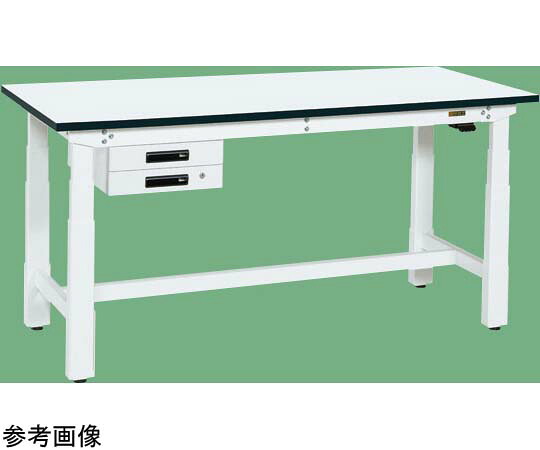 サカエ 電動昇降進め方台（掛け目印字機 耐荷重250kg メラミン天板 H630～1280 引出付）W1500×D750×H630～1280粍 白いこと DKN-157BMW 1個