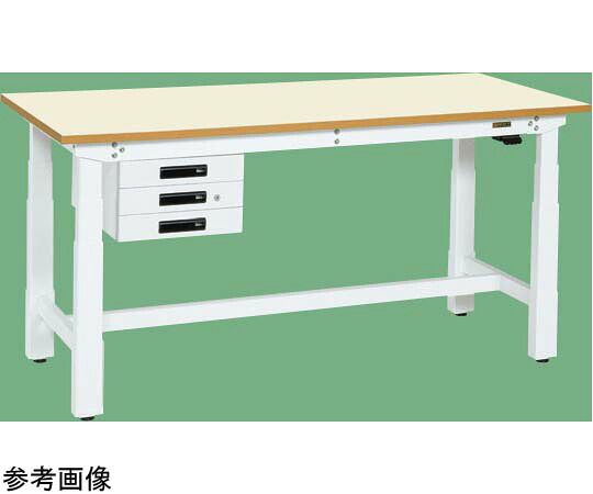 サカエ 電動昇降やり方台（掛け目手合い 耐荷重250kg メラミン天板 H630～1280 引出付）W1800×D750×H630～1280粍 白いこと DKN-187CIMW 1個