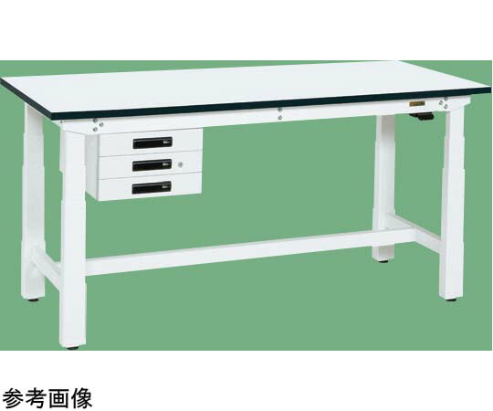 サカエ 電動昇降やり方台（掛け目手合い 耐荷重250kg メラミン天板 H630～1280 引出付）W1500×D750×H630～1280粍 白いこと DKN-157CMW 1個