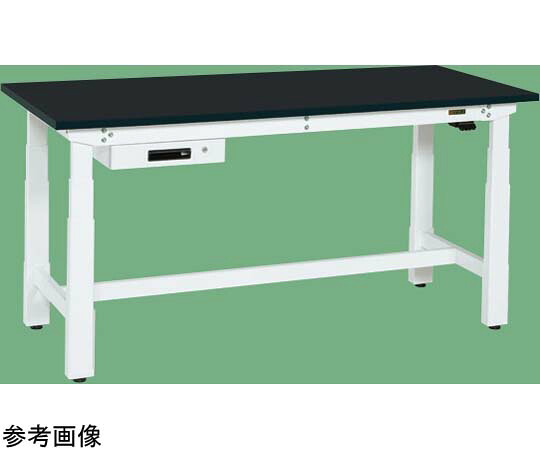 サカエ 電動昇降やり方台（掛け目手合い 耐荷重250kg 風変わりアクリル樹脂系脂天板 H630～1280 引出付）W1500×D750×H630～1280粍 白いこと DKN-157ACW 1個