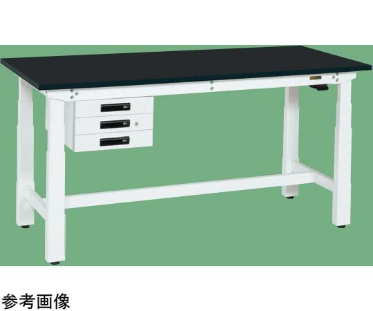 サカエ 電動昇降やり方台（掛け目手合い 耐荷重250kg 風変わりアクリル樹脂系脂天板 H630～1280 引出付）W1200×D750×H630～1280粍 白いこと DKN-127CCW 1個