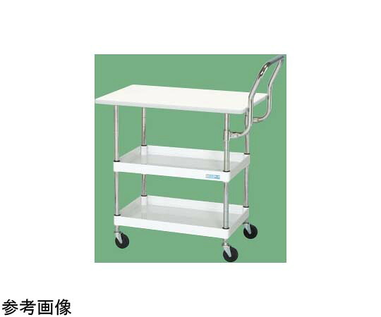 サカエ CSパールワゴン(軽量取手ハイタイプ ゴム車 天板付)W750×D500×H760mm パールホワイト CSP-7572LVHTW 1個