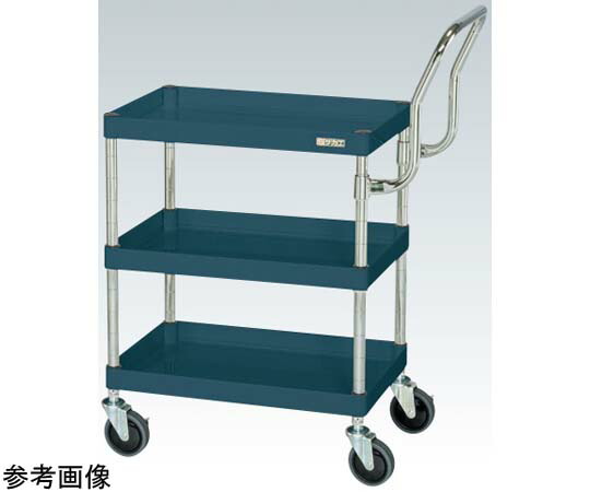 サカエ CSパールワゴン（中量取手ハイタイプ サイレントエラストマー車 H740 3段）W750×D500×H740mm ダークグレー CSP-7573HTSED 1個