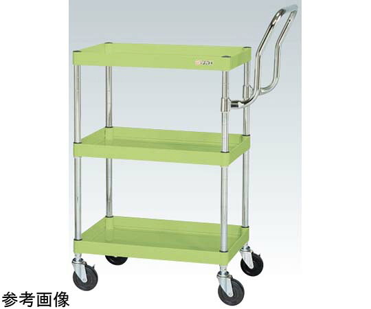 サカエ CSパール手押し車（中量引き取り手ご機嫌印字機 ナイロンウレタン車 H880 3段）W750×D500×H880粍 緑であること CSP-7583HTNU 1個 治療機器-医薬品・コンタクト・介護