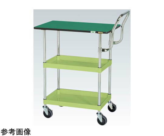 サカエ CSパール手押し車（中量受け取り人御機嫌手合い サイレントエラストマー車 天板付）W900×D600×H900粍 緑であること CSP-9082TEHTSE 1個