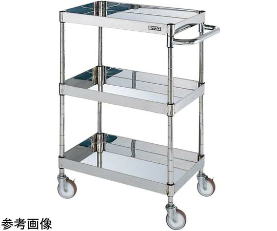 サカエ ステンレスCSパールワゴン（SUS304 ナイロンウレタン車 H880 3段）W750×D500×H880mm 質量 15kg CSP3-7583SNU 1個