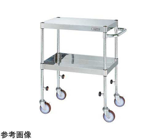サカエ ステンレス鋼CSパール手押し車（高さ合わせる手合い ナイロンウレタン車 H725～975）W600×D450×H725～975粍 TCSP4-6472NU 1個
