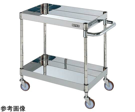 サカエ ステンレスCSパールワゴン（SUS304 ナイロンウレタン車 H600 2段）W600×D400×H600mm 質量 8kg CSP3-6062NU 1個