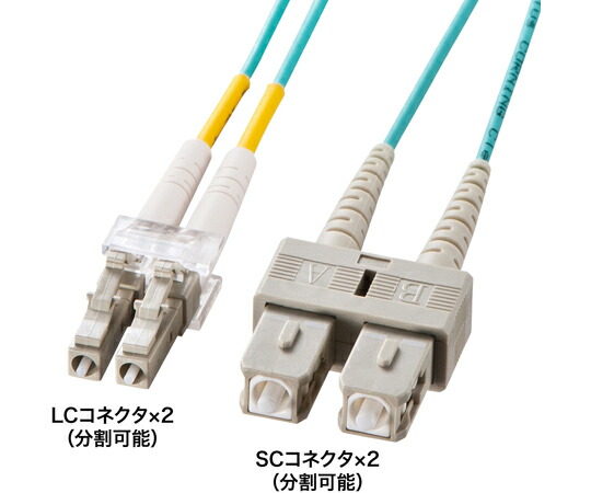 サンワサプライ メガネ型光ファイバケーブル（マルチ50μmOM3、LC×2-SC×2、2m） HKB-OM3LCSC-02N 1本