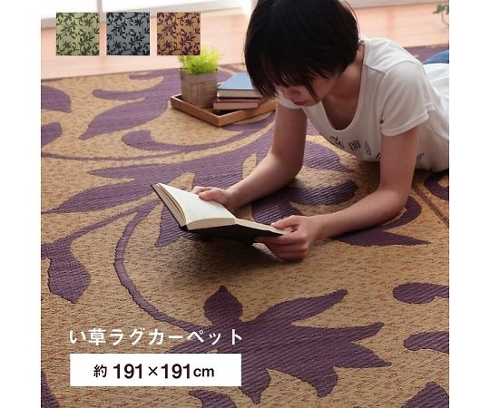 イケヒコ・コーポレーション セレス カーペット い草ラグ グレー（ネイビー） 191×191cm 1060710193604 1枚