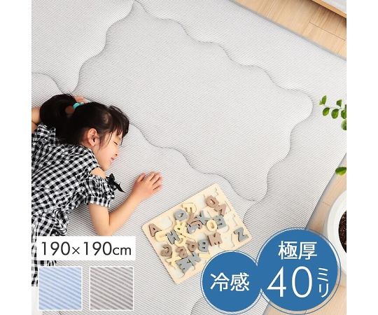 イケヒコ・コーポレーション 冷感地べた 引っ敷き 極厚引っ敷き 青色 190×190糎 1161760040813 1枚