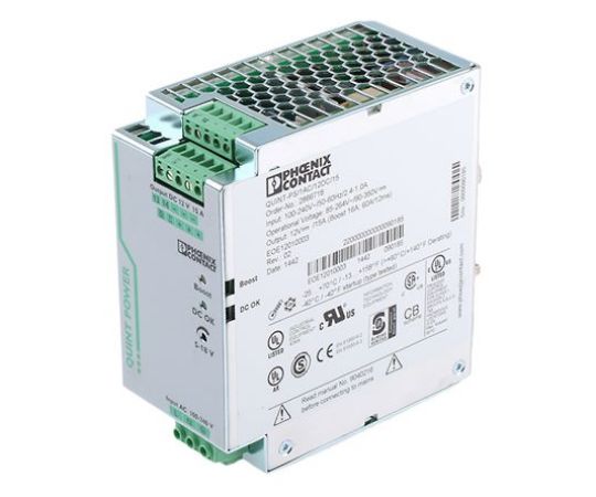 フエニックス・コンタクト DINレール取付け用スイッチング電源  2866718  出力：15A  定格：180W 入力電圧：ac 出力電圧：dc 12V dc/ 2866718 1個