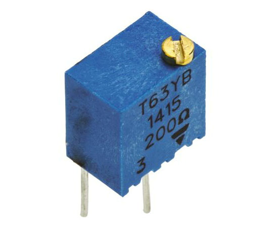 VISHAY 半固定抵抗器 200Ω 0.25W 上面調整 14 (電気的)、15 (機械的) スルーホール 1セット(50個入) T63YB201KT20 1セット(50個入)