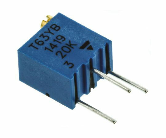 VISHAY 半固定抵抗器 20kΩ 0.25W 上面調整 14 （電気的）、15 （機械的） スルーホール 1セット（50個入） T63YB203KT20 1セット(50個入)