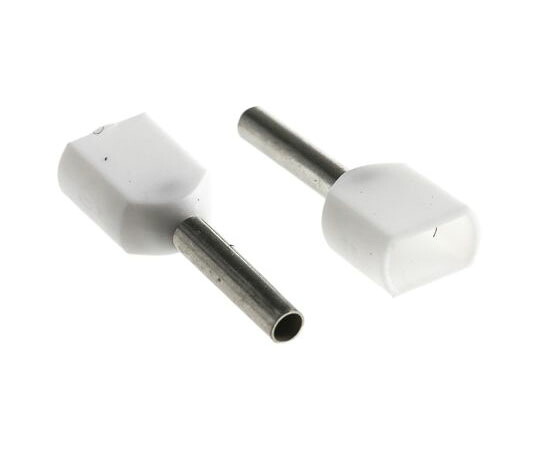 TE　Connectivity 棒端子 最大ワイヤサイズ 2 x 0.5mm2 最大ワイヤサイズ 2 x 20AWG 白 1袋（500個入） 966144-1 1袋(500個入)