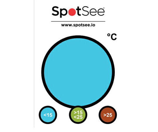 SpotSee 可逆性液晶温度シール 15-25℃ SpotCheck(15-25C) 1ケース(10枚入)