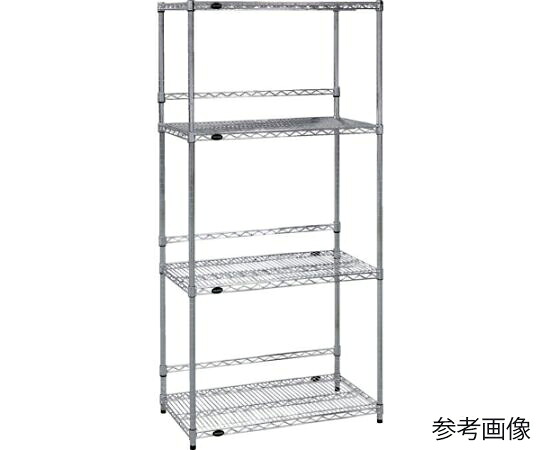 トラスコ中山 ステンレス製メッシュラック W1205XD457XH1838 4段 バックバー付 TSM-BB-6444 1台