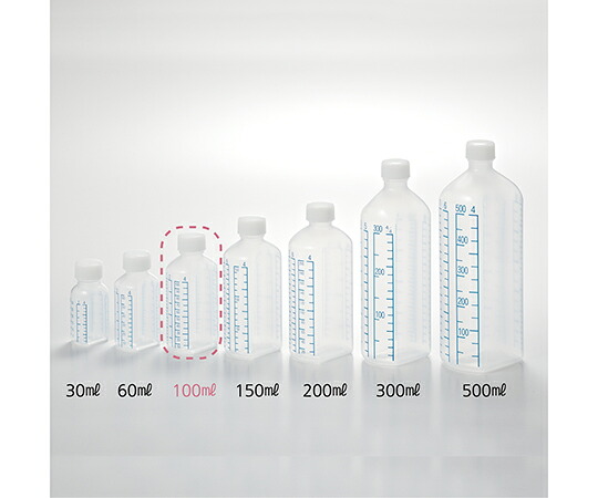 アズワン 投薬瓶（青目盛）100ml/未滅菌 140本入 1箱(140本入)